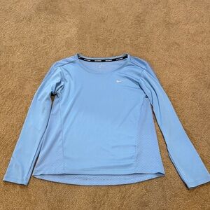 NIKE Running Dri-Fit Women Dry Miler Mesh Back Reflective Shirt Blue, Small